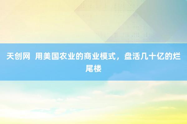 天创网  用美国农业的商业模式，盘活几十亿的烂尾楼