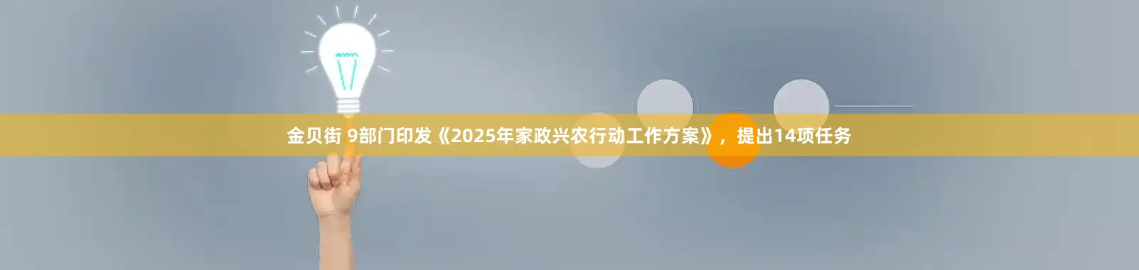金贝街 9部门印发《2025年家政兴农行动工作方案》，提出14项任务