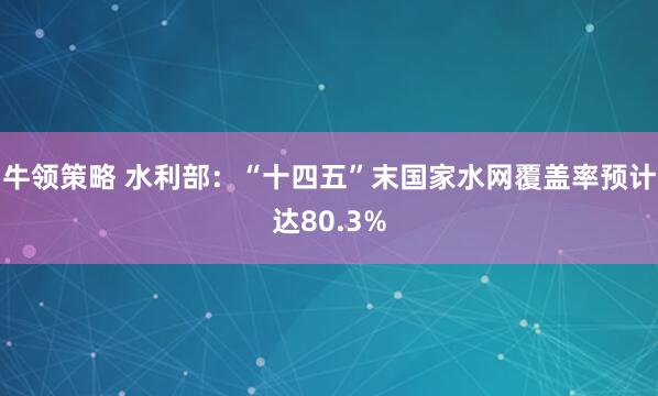 牛领策略 水利部：“十四五”末国家水网覆盖率预计达80.3%